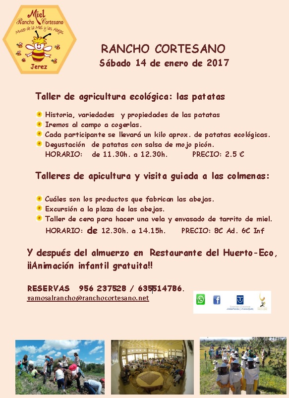 Actividades del taller de agricultura ecologica sobre la patata y el taller de apicultura del Rancho Cortesano-Museo de la Miel.